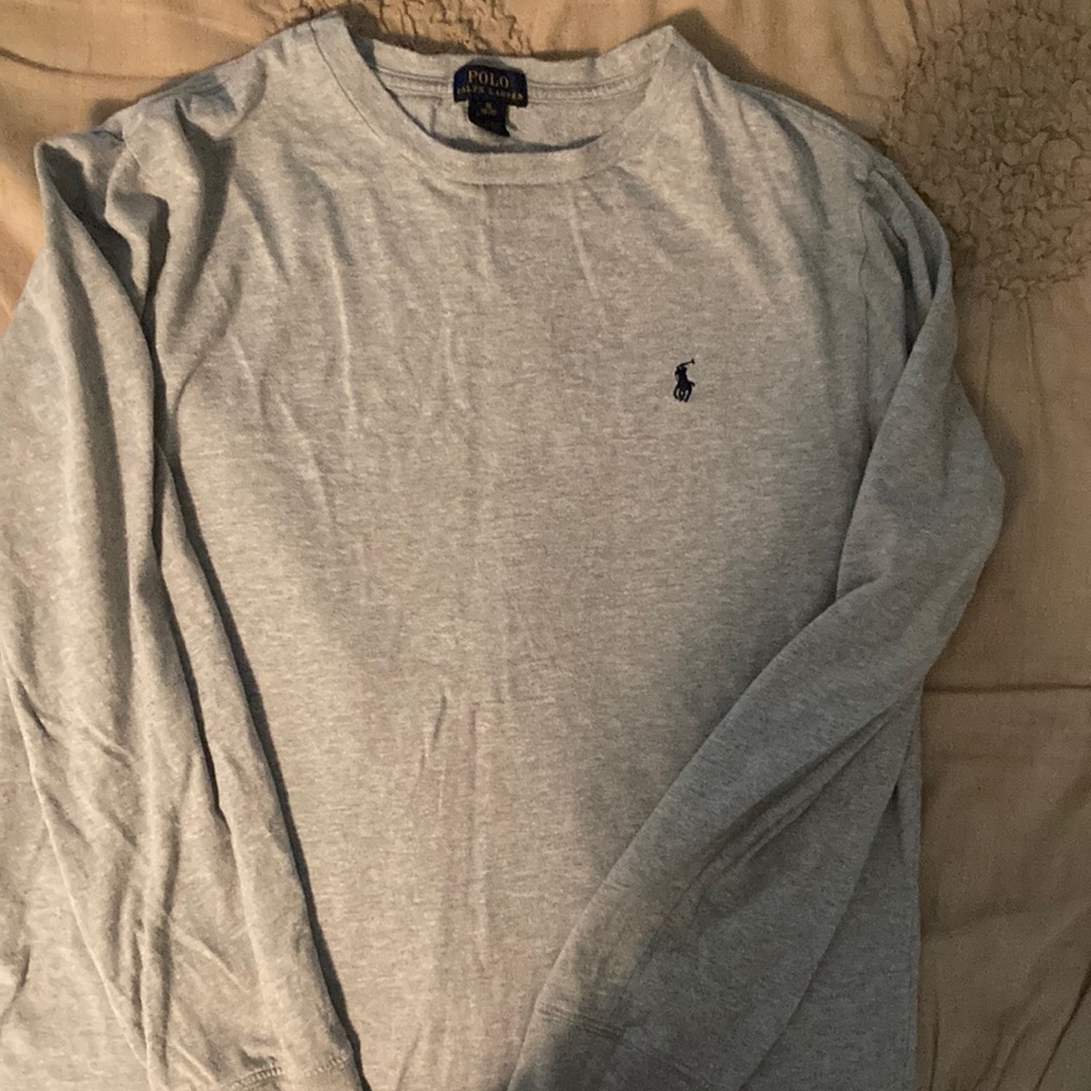 Long sleeve grey polo t shirt